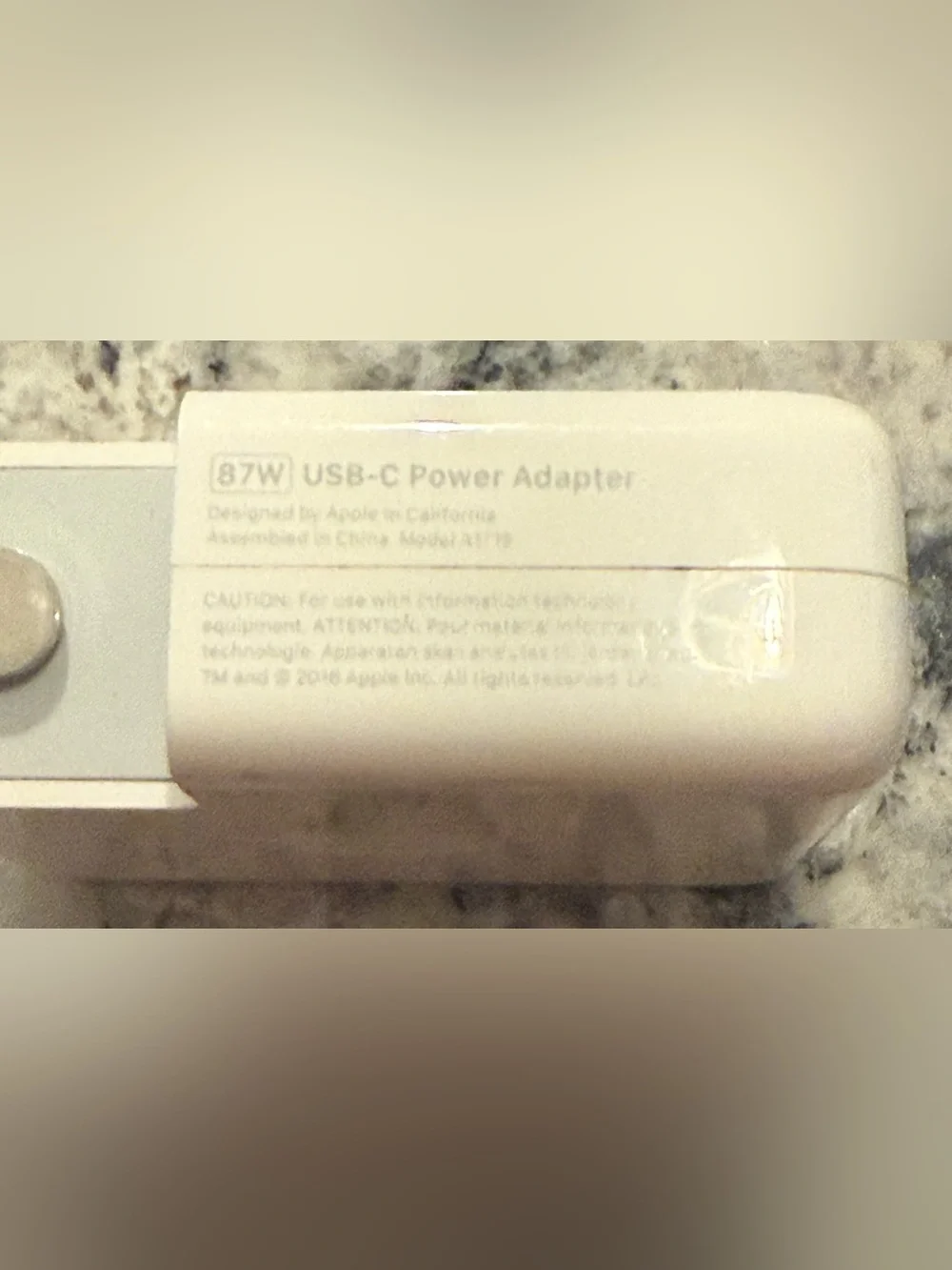 Apple White MacBook Power Adapter Block with Foldable Prongs